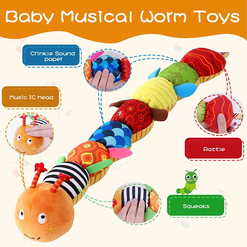 Hochet Musical en Peluche pour Bébé – Jouet Sensoriel et Éducatif, Cadeau Idéal pour Nouveau-né et Tout-petit