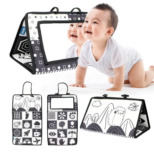 Miroir de Sol Noir et Blanc Sensoriel pour Bébé, Jouet Montessori pour Développement et Ramper